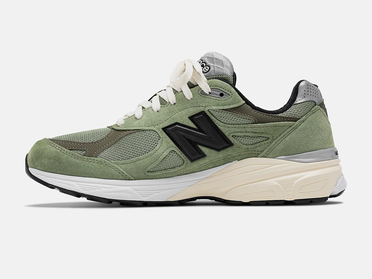 Jjjjound x new balance 990v3 olive medial side