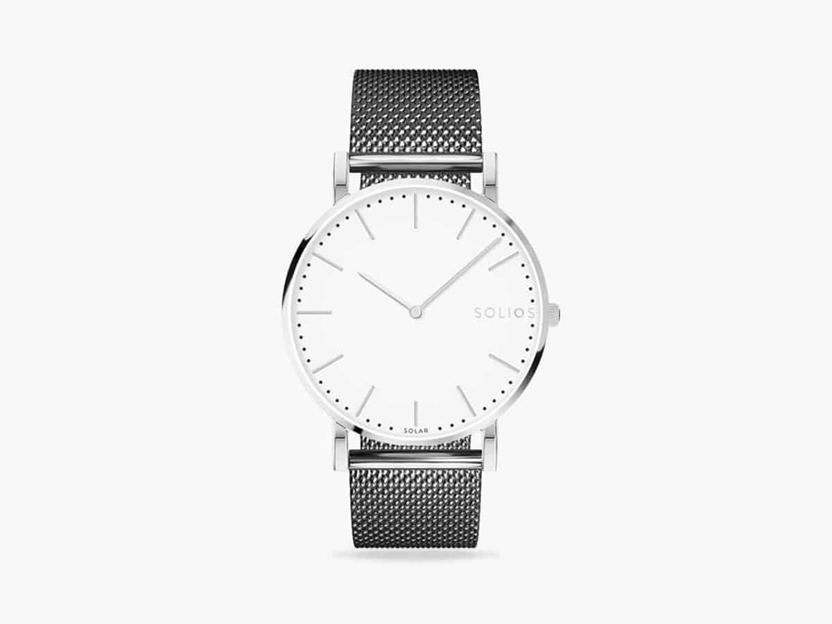 Solios white solar watch