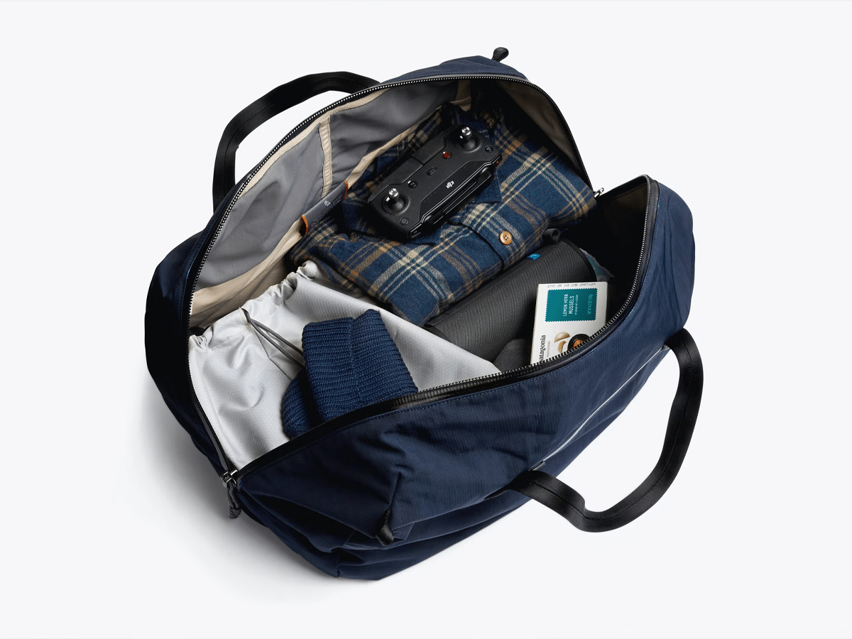 Bellroy venture duffel packed with stuff
