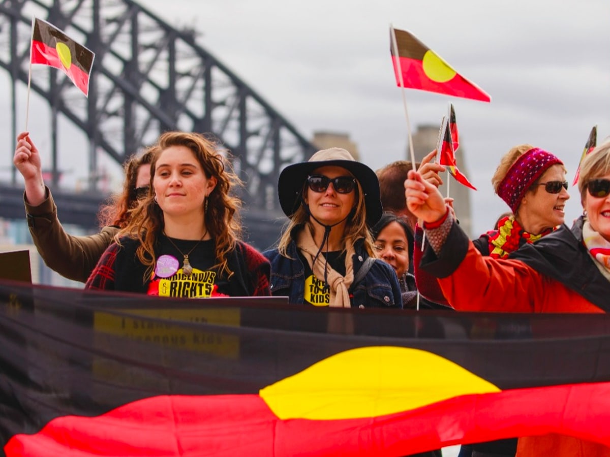 Aboriginal flag on sydney harbour bridge