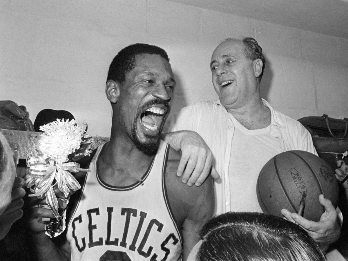 Wilt Chamberlain and Bill Russell Signed Shoe.  Basketball