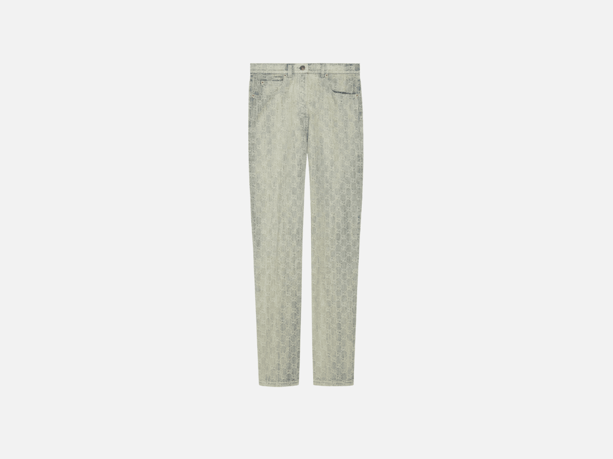 Gucci gg jacquard denim pants with crystals