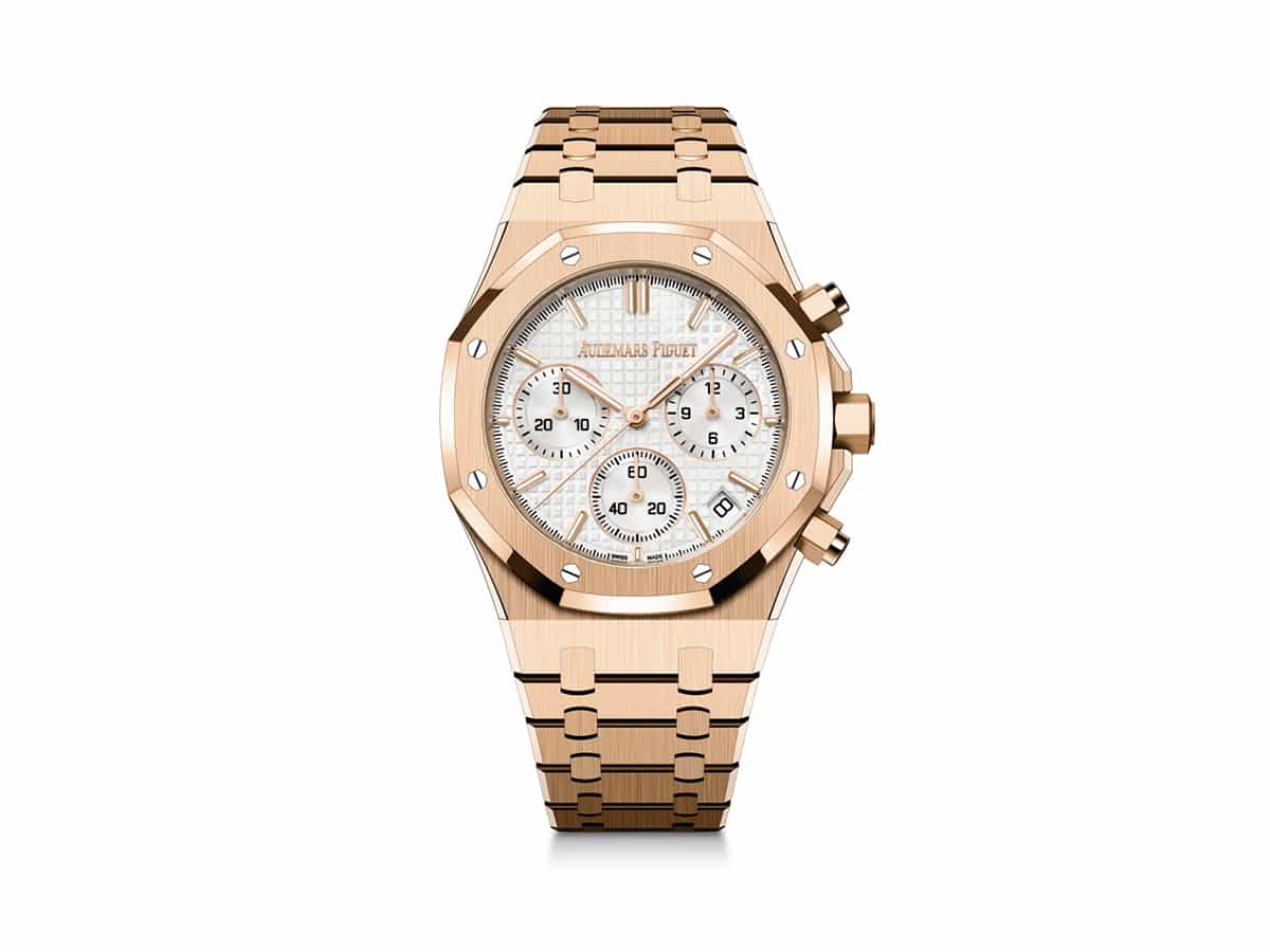 Royal oak selfwinding chronograph 50th anniversary rose gold with silver dial