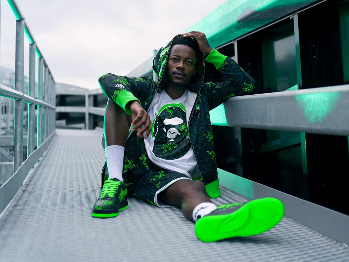 Razer and bape collaboration hoodie and shoes
