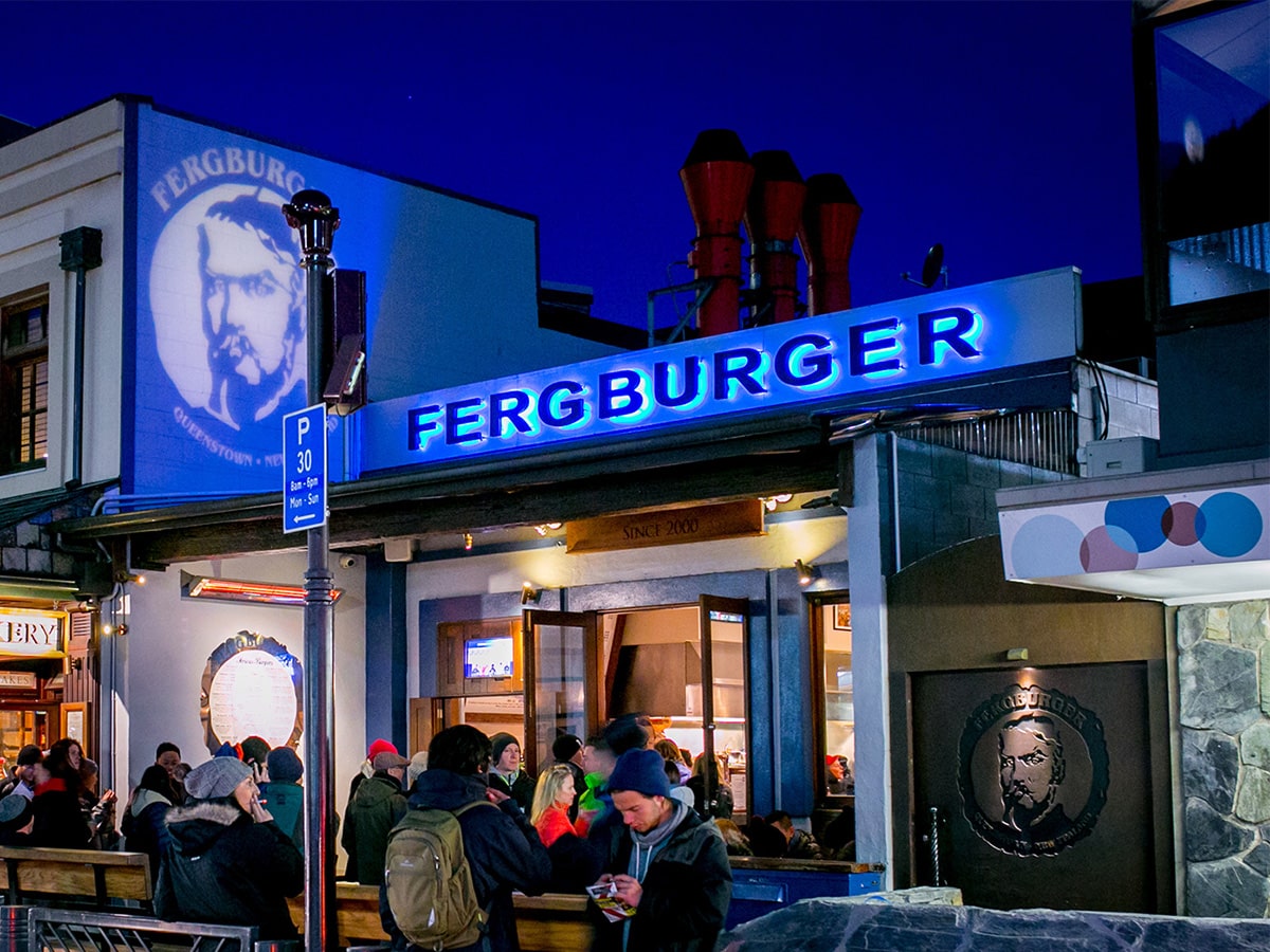 People queueing at Fergburger in Queenstown