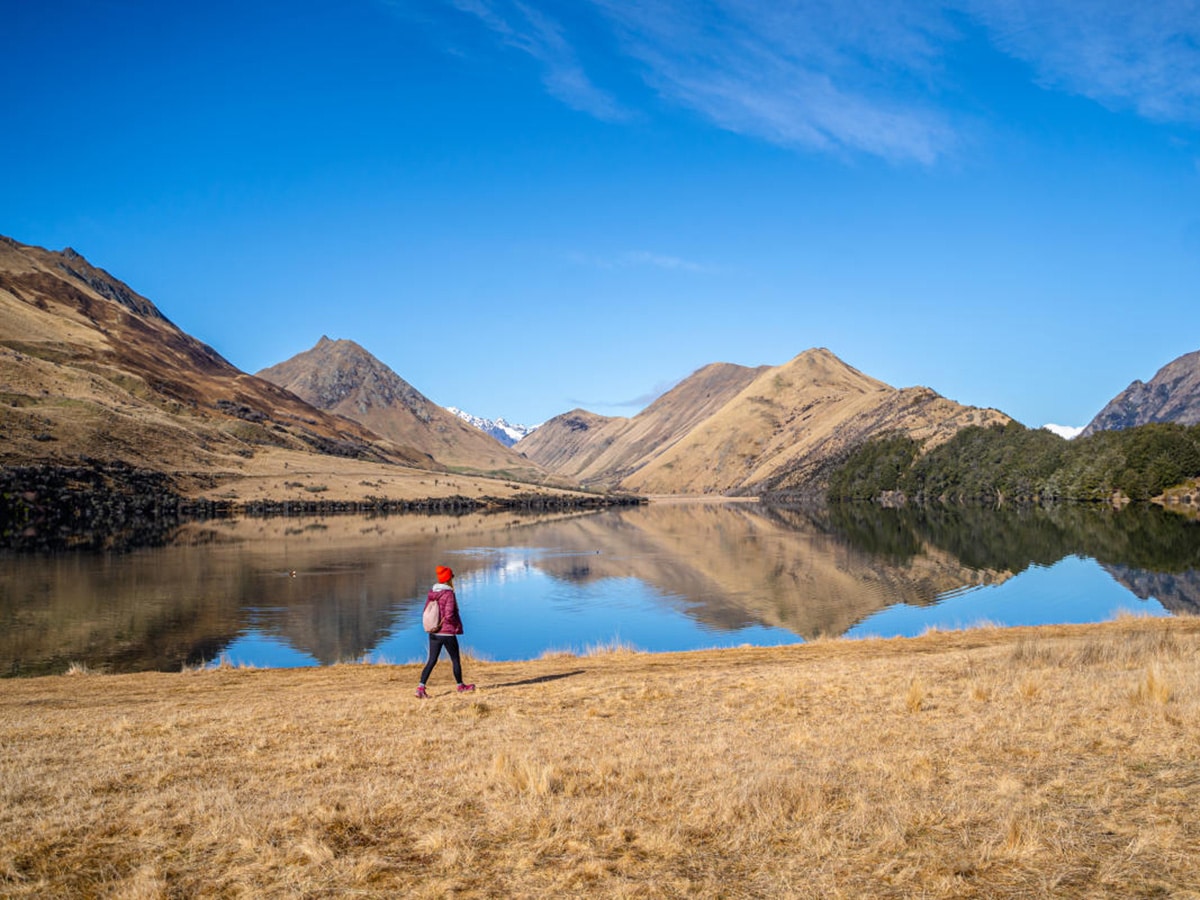 Girl walking through Moke Lake