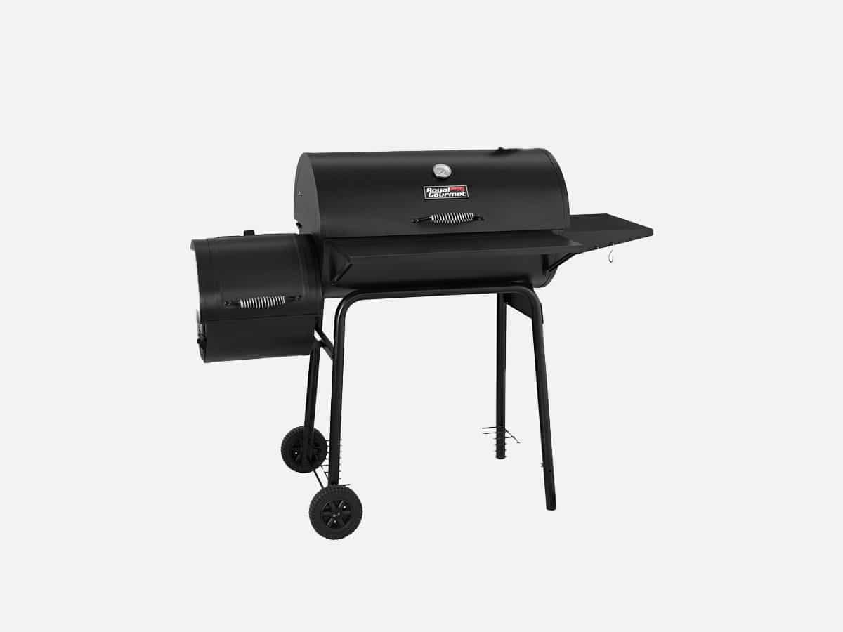 Royal gourmet bbq charcoal grill and offset smoker black