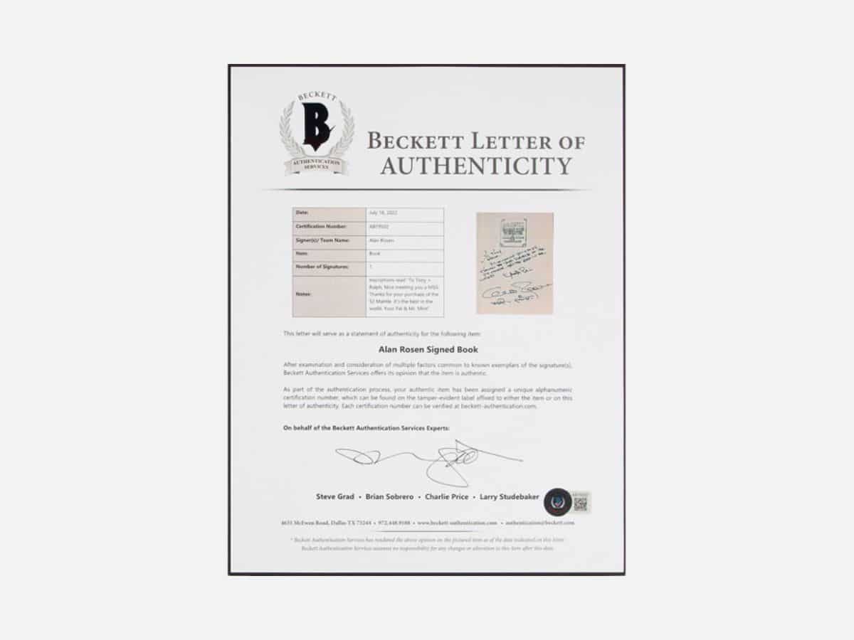 Beckett letter of authenticity