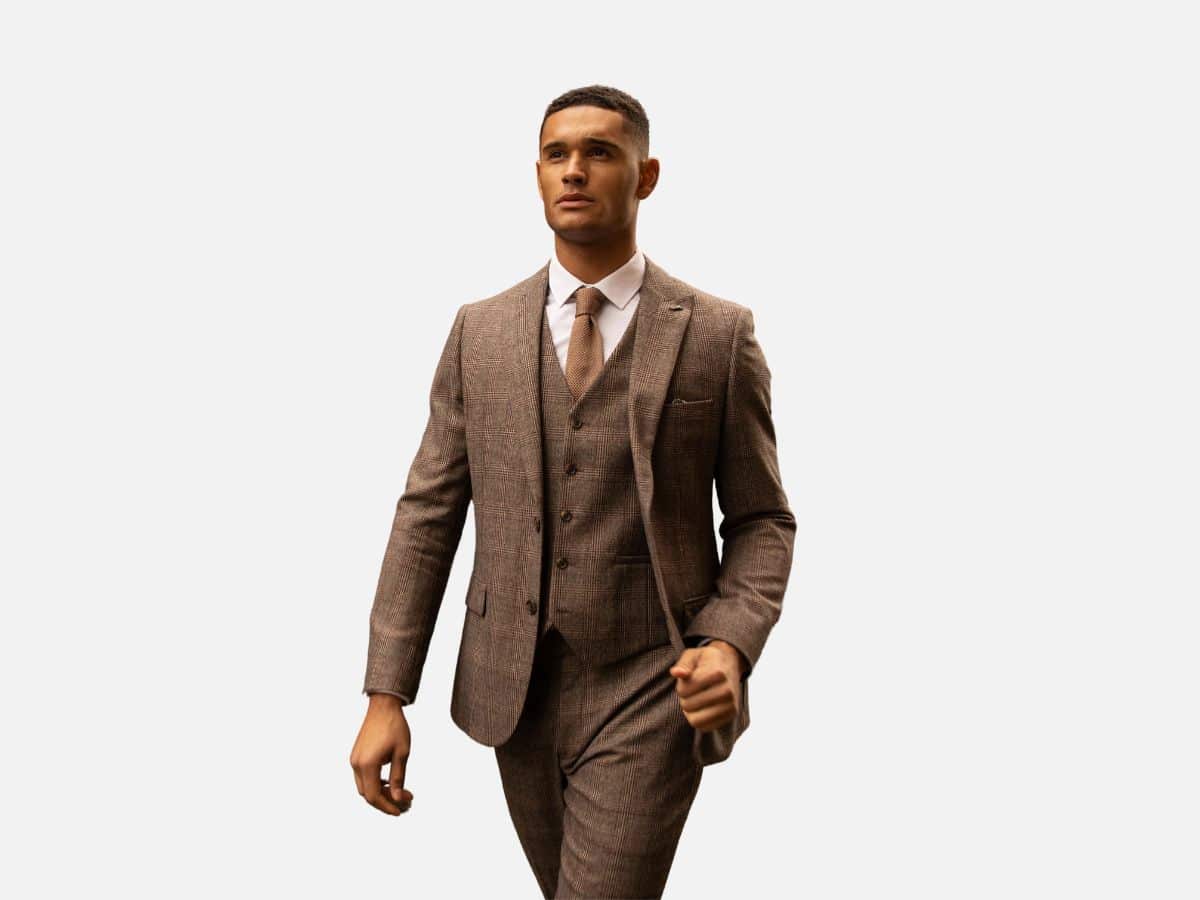 Brown check suit