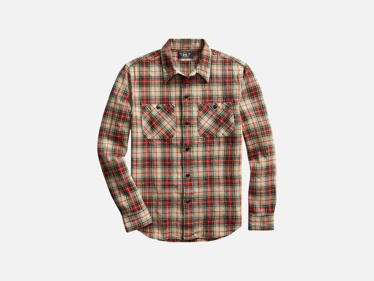 Rrl ralph lauren huckberry universal camp shirt in cream multi