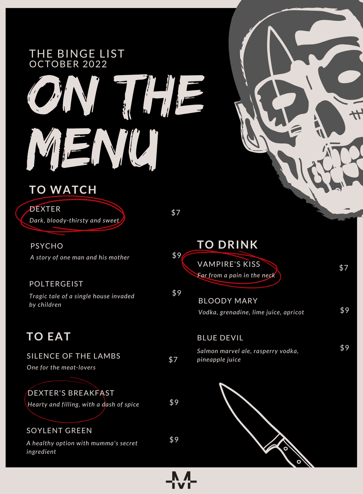 Binge list october 2022 menu 3