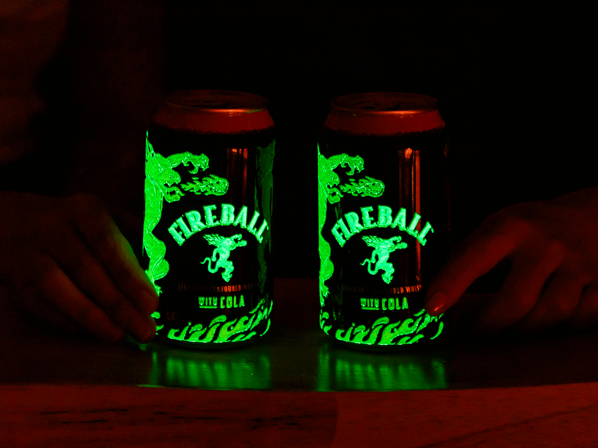 Fireball Whisky Premix Glow in the Dark Cans