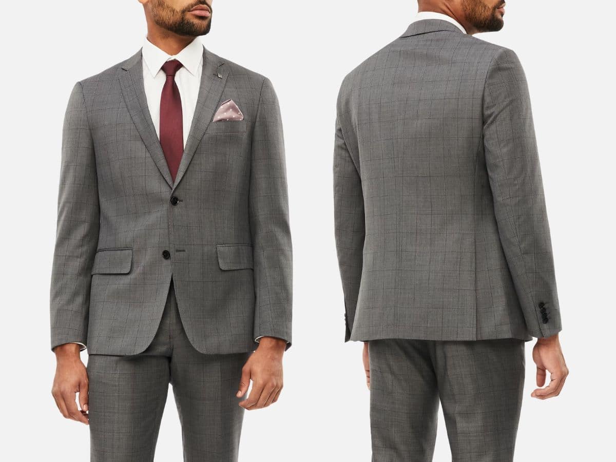 The wool stretch window pane suit