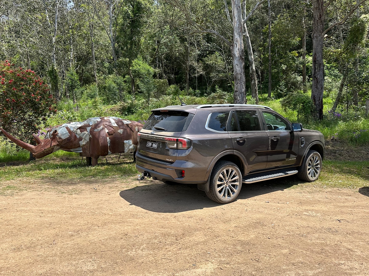 2023 ford everest platinum next to metal bull