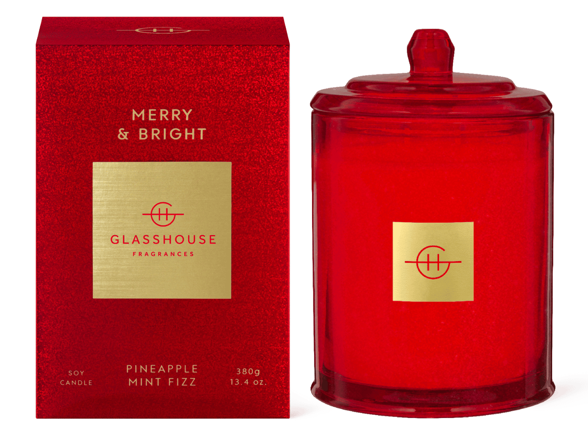 Glasshouse 380g pineapple mint fizz merry bright soy candle limited edition