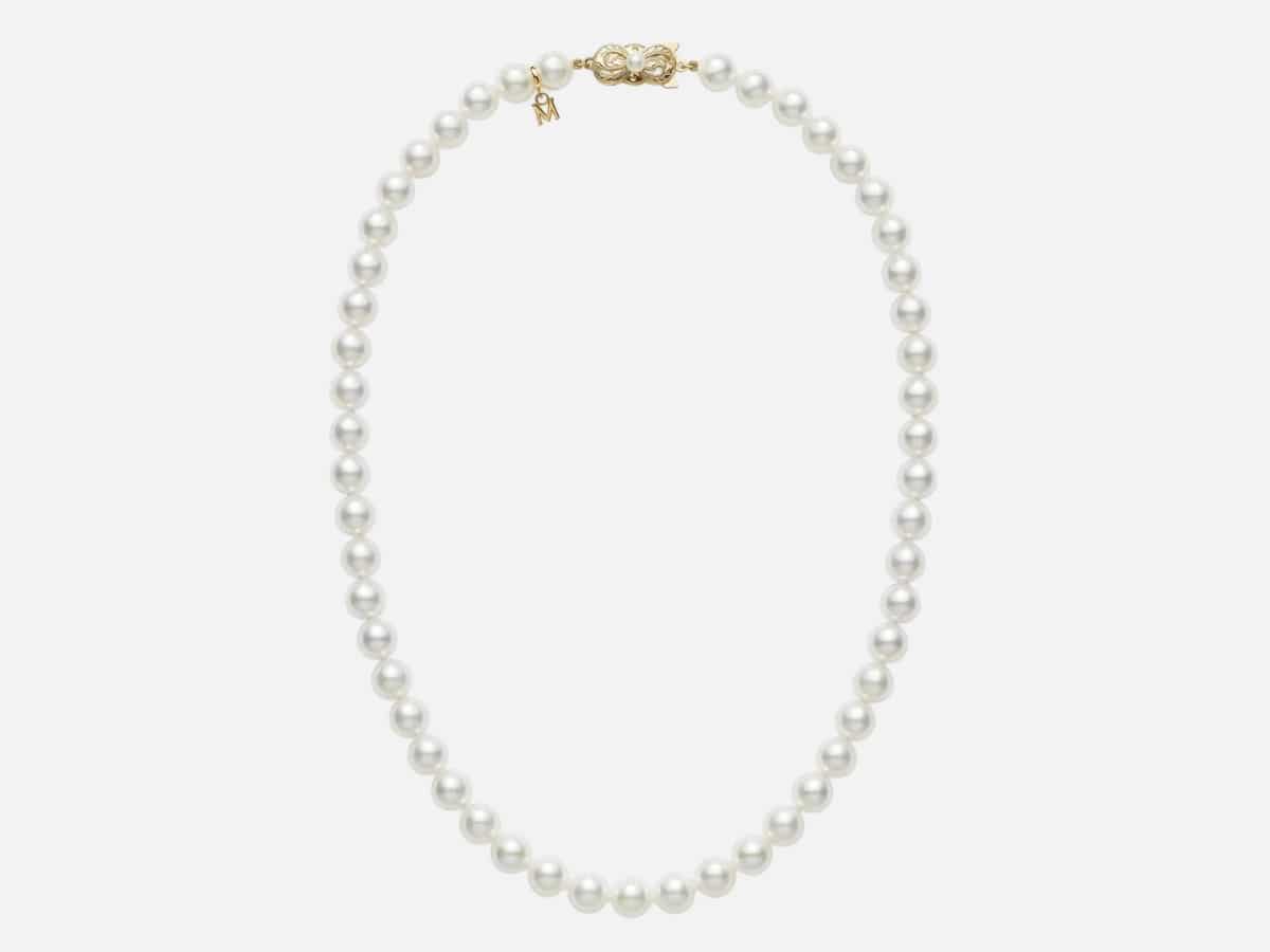 Mikimoto Akoya Cultured Pearl 18K Yellow Gold Strand Necklace