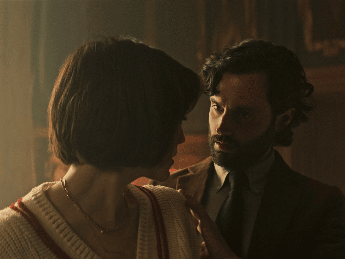 Charlotte Ritchie and Penn Badgley in 'You' Season 4 | Image: Netflix