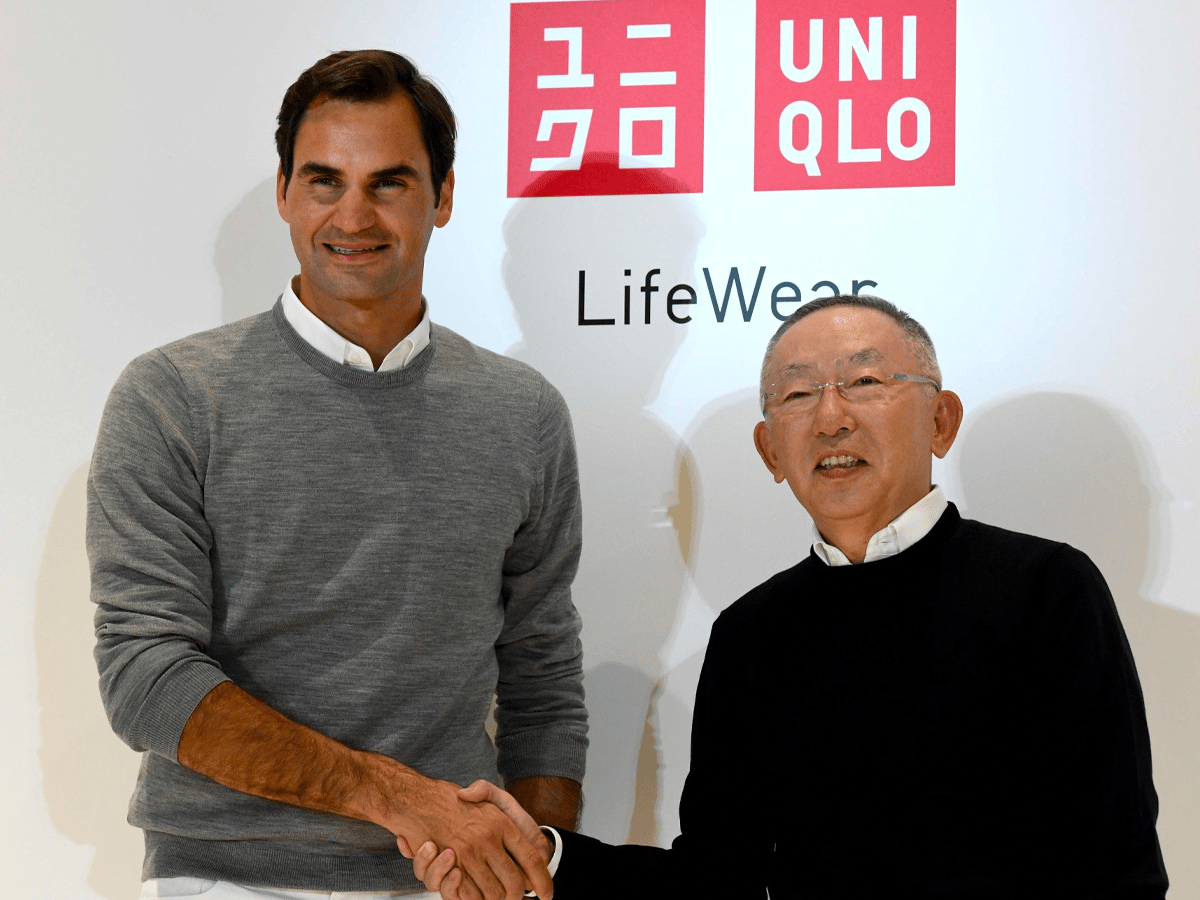 Roger Federer with Tadashi Yanai, president of Uniqlo