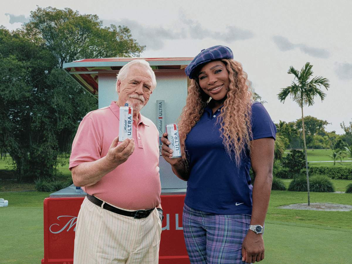 BRian Cox and Serena Willams for Michelob Ultra Super Bowl ad 2023 | Image: Joshua Sobel/Sobel Creative