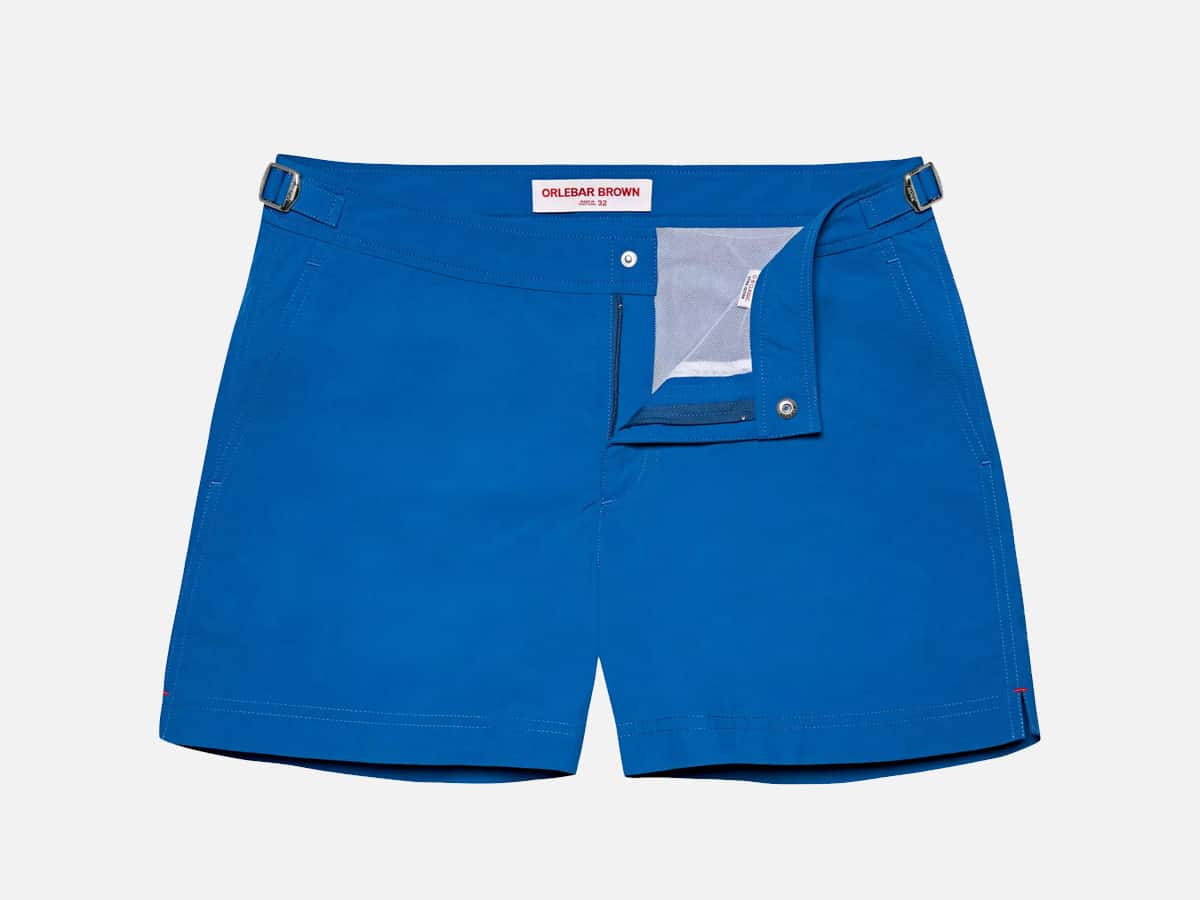 Orlebar brown signal blue shorter length swim shorts
