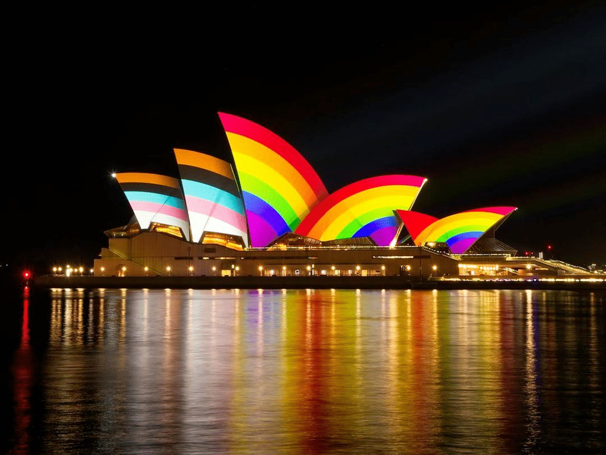Sydney Opera House lit up for WorldPride 2023 | Image: Philipp Glanz