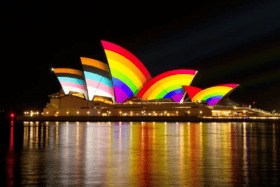 Sydney Opera House lit up for WorldPride 2023 | Image: Philipp Glanz