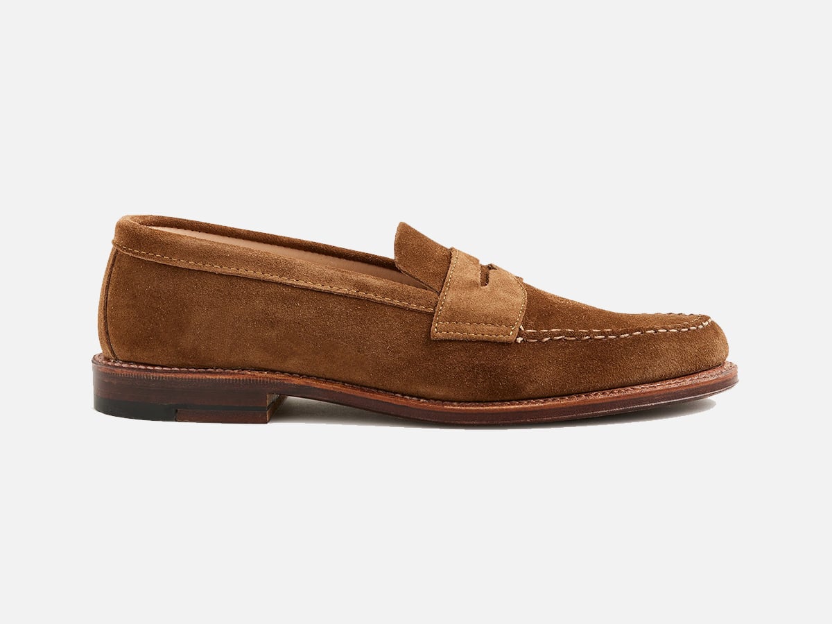 Alden x j crew hand sewn loafers in suede