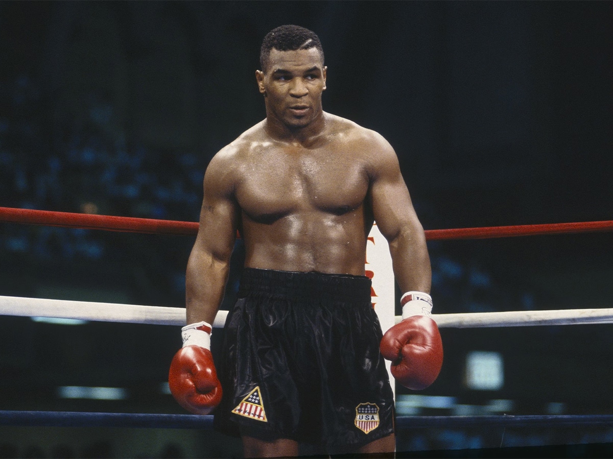 Former professional boxer Mike Tyson inside a boxing ring