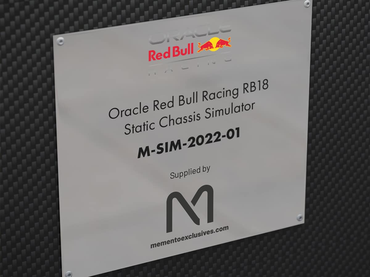 Redbull racing simulator plaque