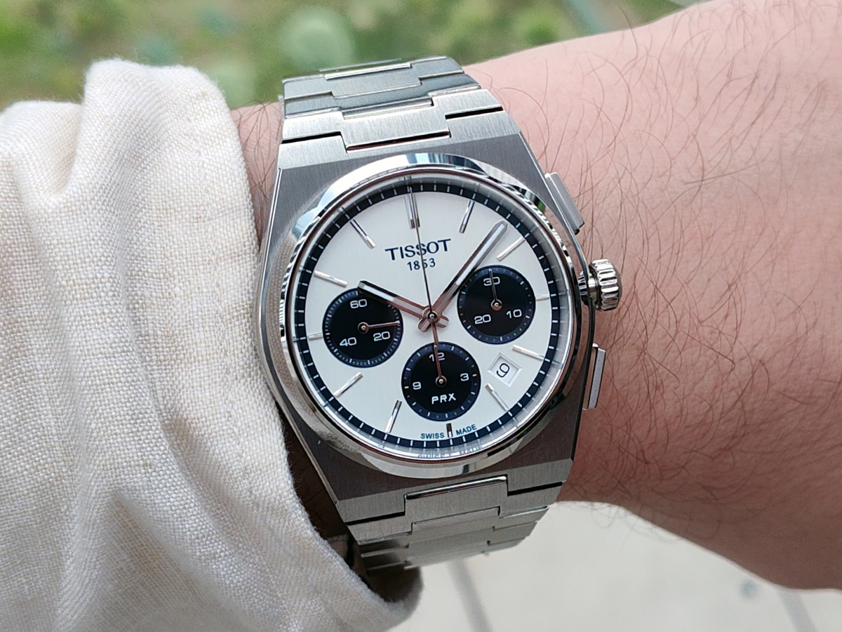 Tissot chronograph panda on wrist