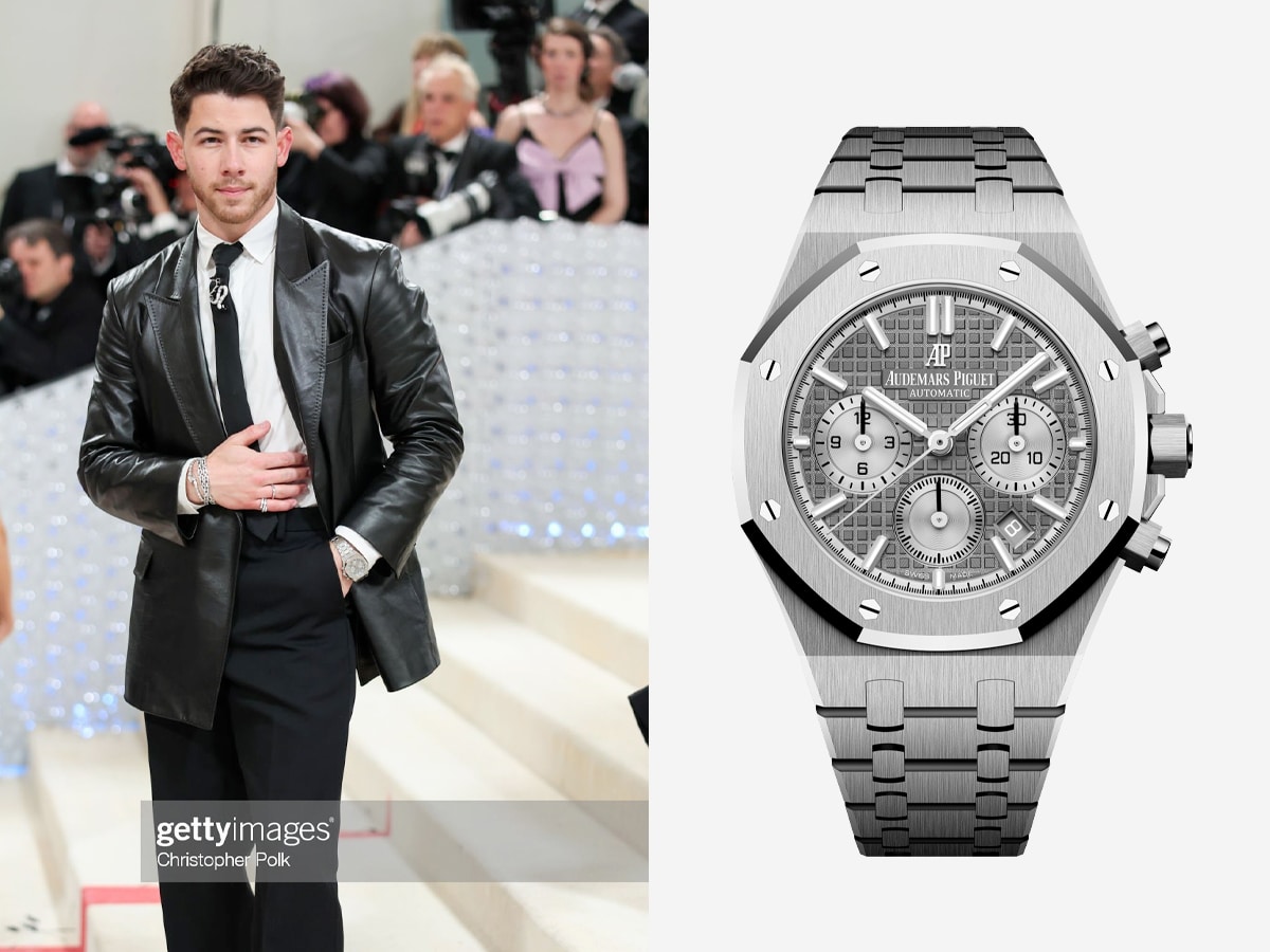 Nick Jonas wearing the Audemars Piguet Royal Oak Chronograph | Image: Christopher Polk/Getty/Audemars Piguet