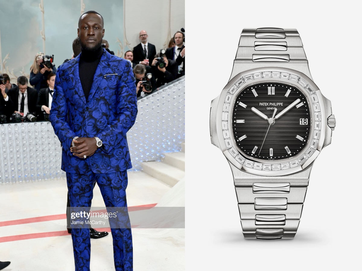 Stormzy wearing the Patek Philippe Nautilus Ref. 5711/110P-001 at the 2023 Met Gala | Image: Getty/Patek Philippe