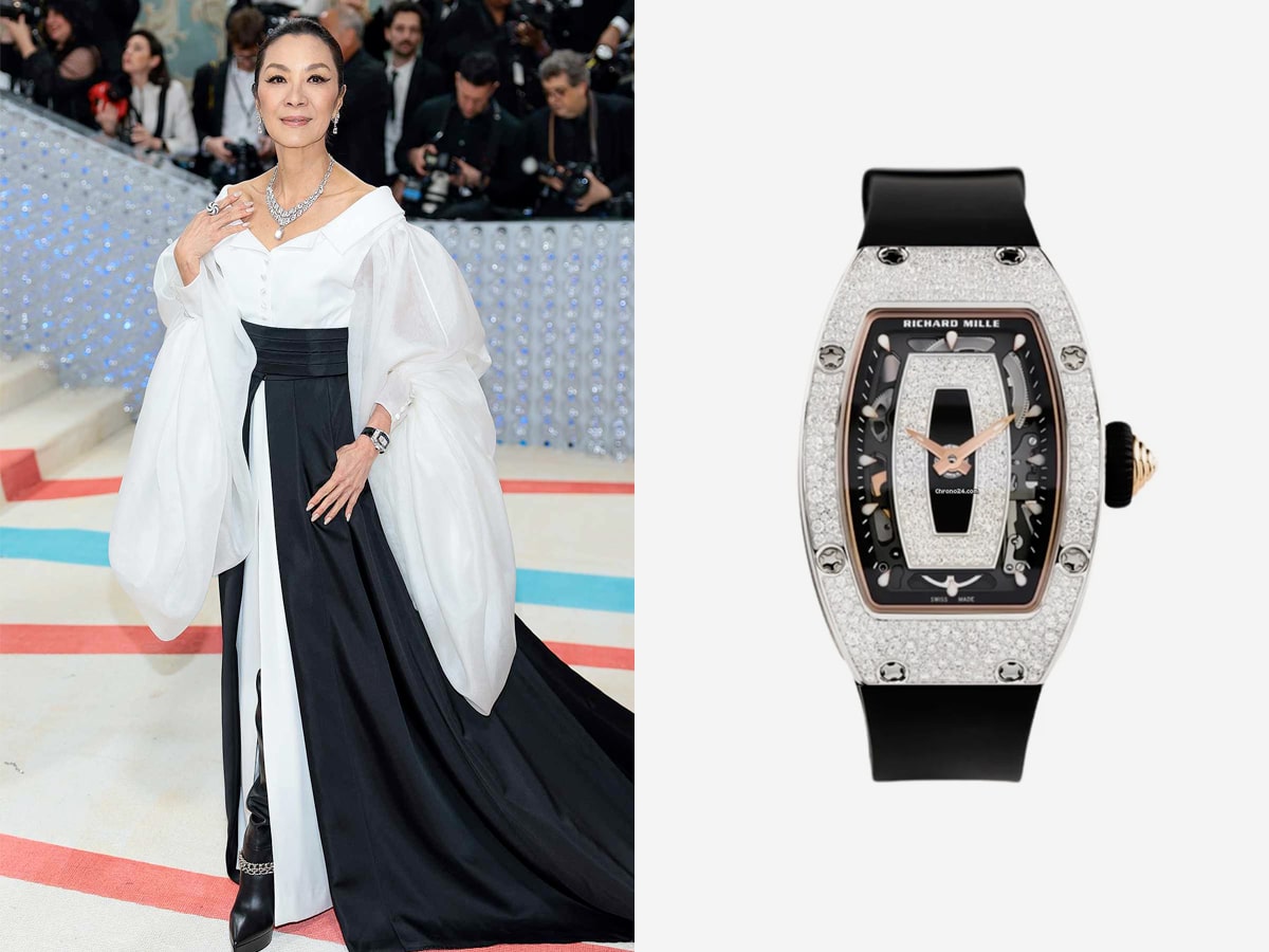 Michelle Yeoh wearing the RM 07-01 Richard Mille Platinum with Diamonds at the 2023 Met Gala | Image: Dimitrios Kambouris/Getty/Richard Mille