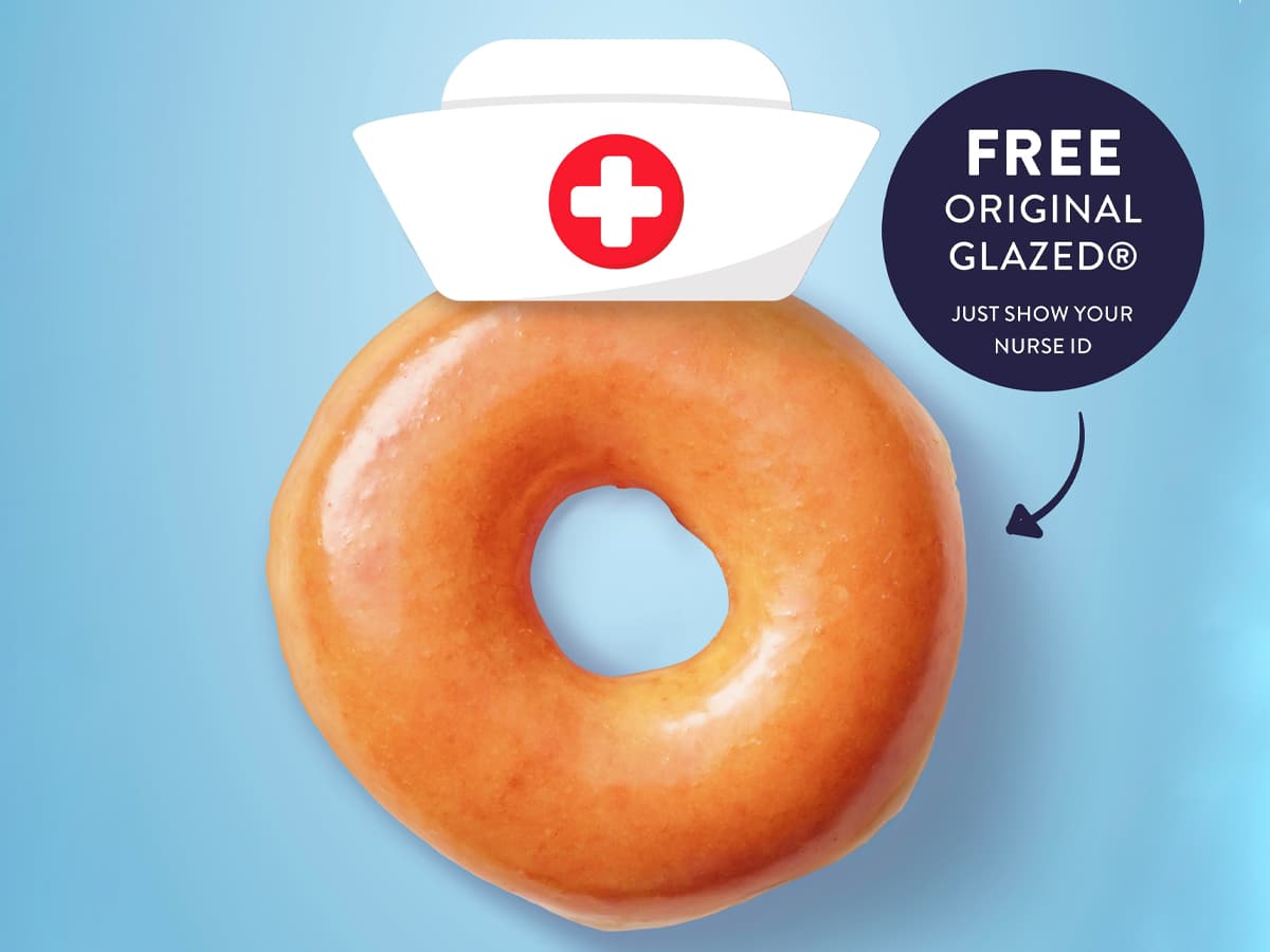 Krispy kreme offers free original glazed doughnuts to nurses on international nurses day