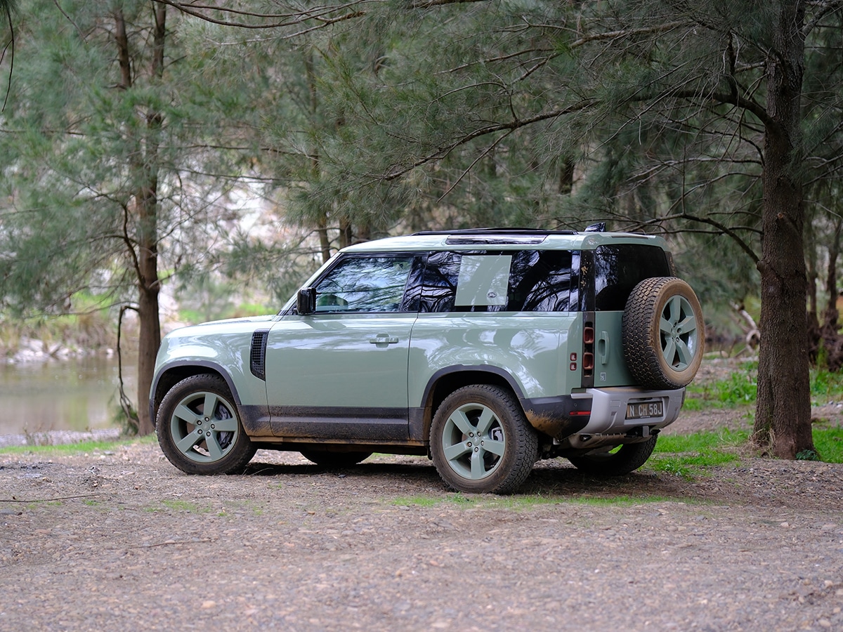 Land rover defender 90 75th anniversary in the forest