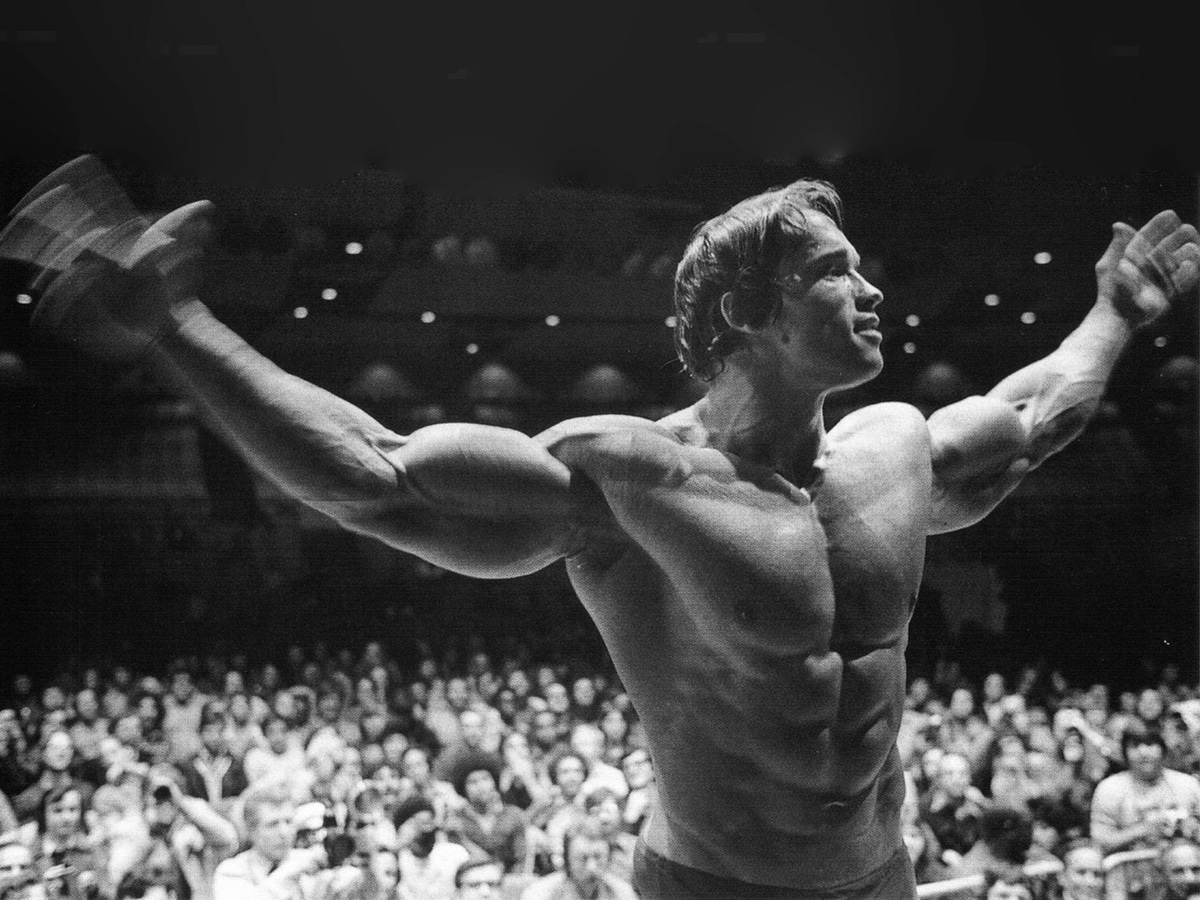 Arnold Schwarzenegger at Mr. Olympia, Sydney Opera House, 1980 | Image: The New Yorker