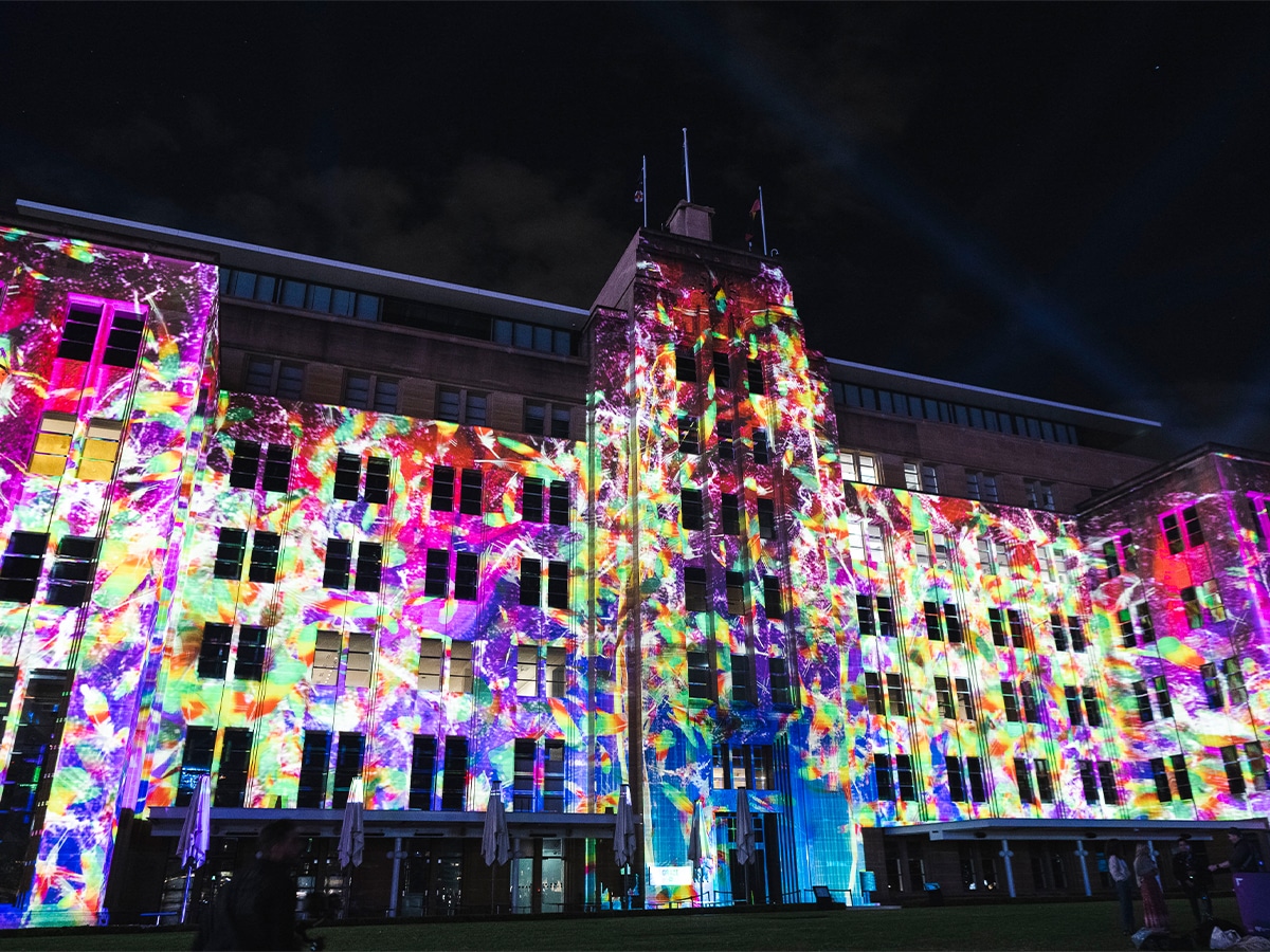 Vivid sydney lights 2023 on museum of contemporary art