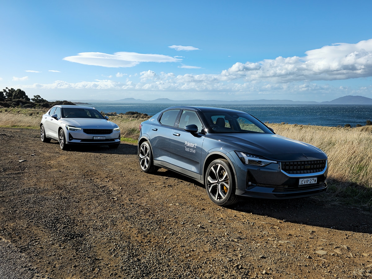 Polestar 2 on the east coast of tasmania