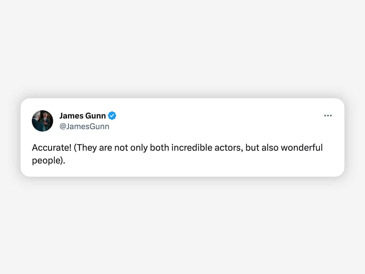 James Gunn confirming the new casting choices | Image: Twitter