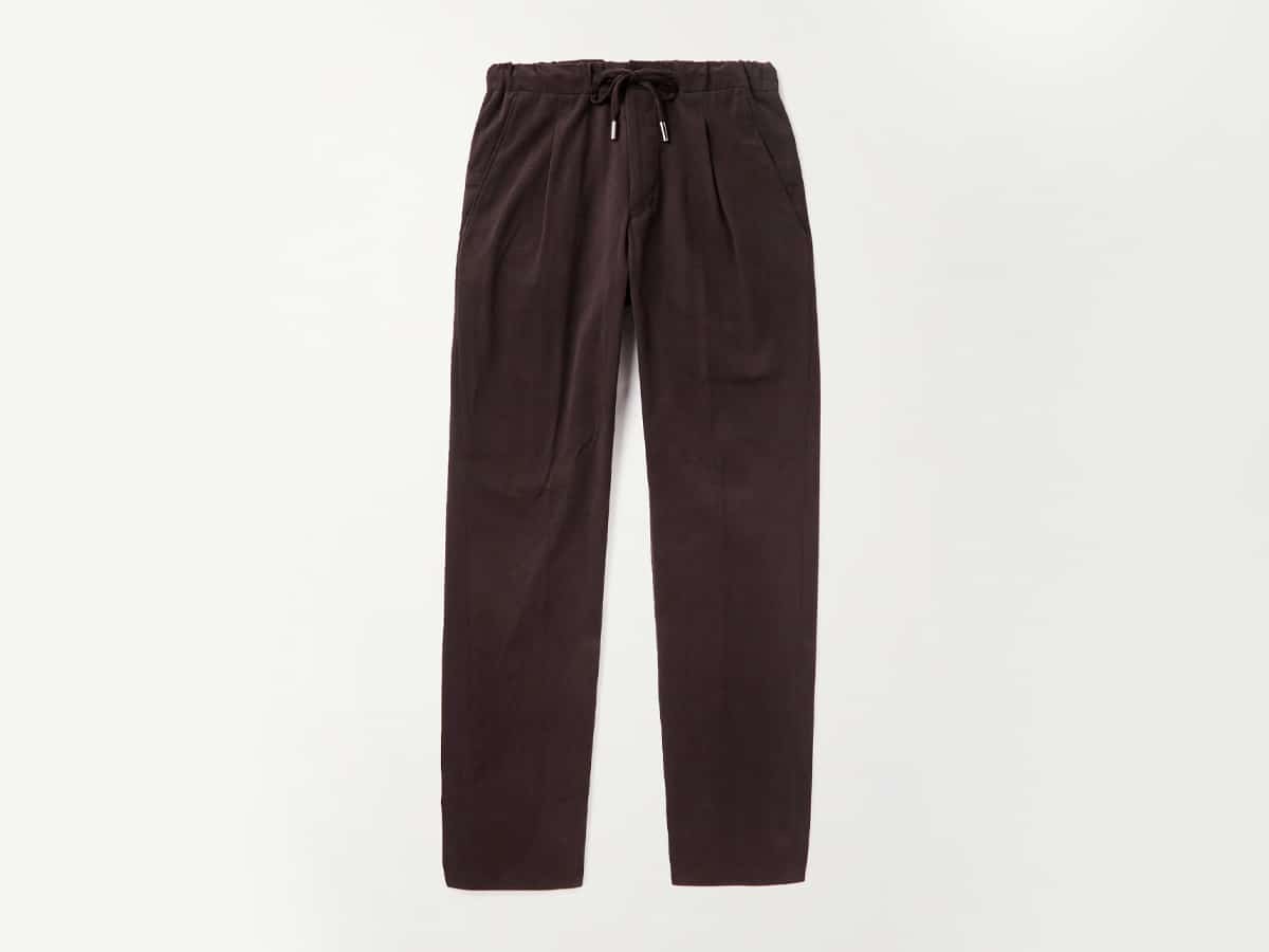 Straight-Leg Pleated Cotton-Blend Twill Drawstring Trousers | Image: MR PORTER