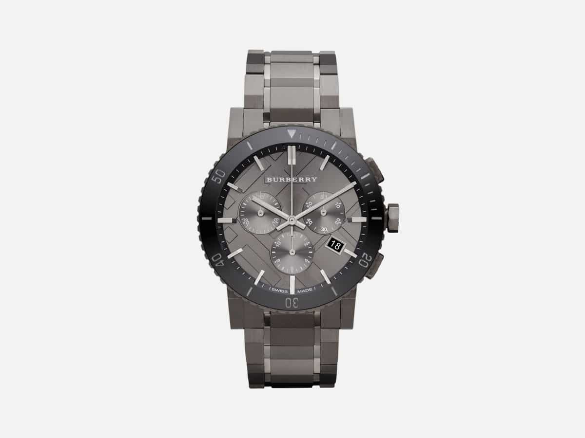 Product image of Burberry Chronograph Gunmetal Dial Grey Ion-plated Stainless Steel Mens Watch BU9381