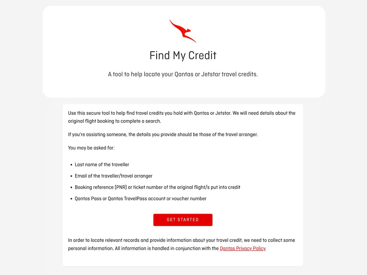 Qantas Find My Credit Tool | Image: Qantas Group