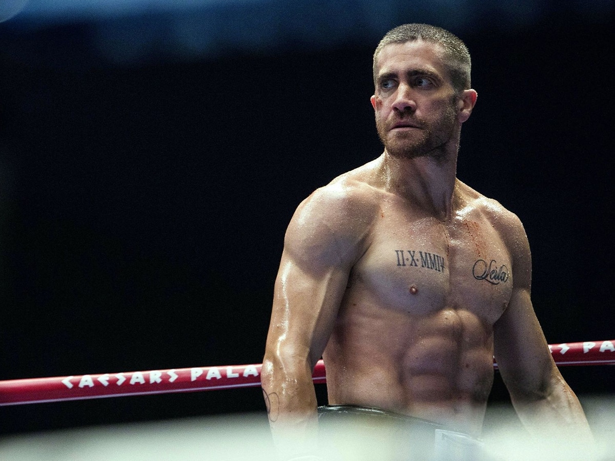 Jake Gyllenhaal inside a boxing ring for the movie Southpaw
