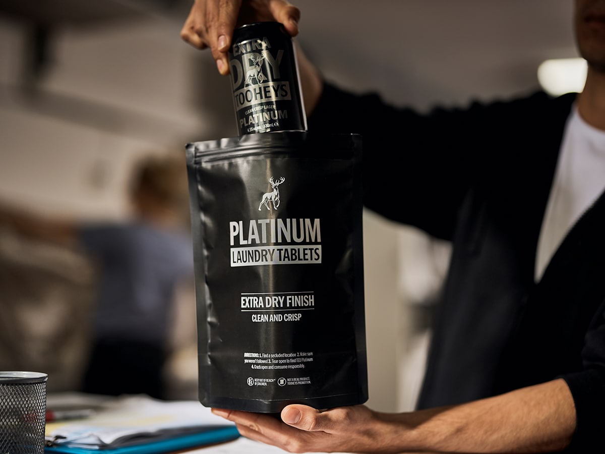 The new Tooheys Extra Dry Platinums hidden inside products | Image: Tooheys