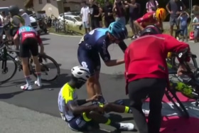 Aftermath of crash during Stage 15 of 2023 Tour de France | Image: FloBikes/YouTube