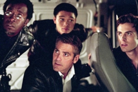 George Clooney, Don Cheadle, Casey Affleck, and Shaobo Qin in 'Ocean's Eleven'