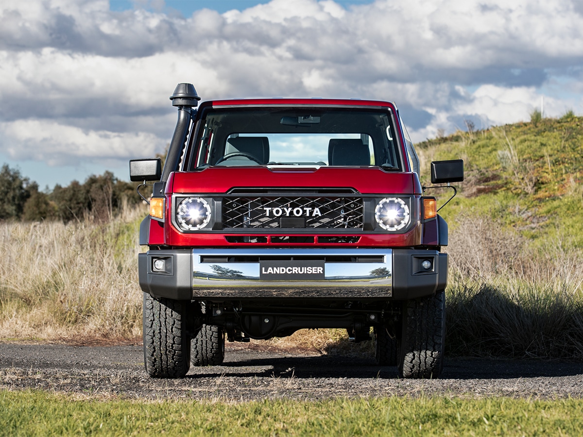 Facelifted toyota landcruiser 70 front angle