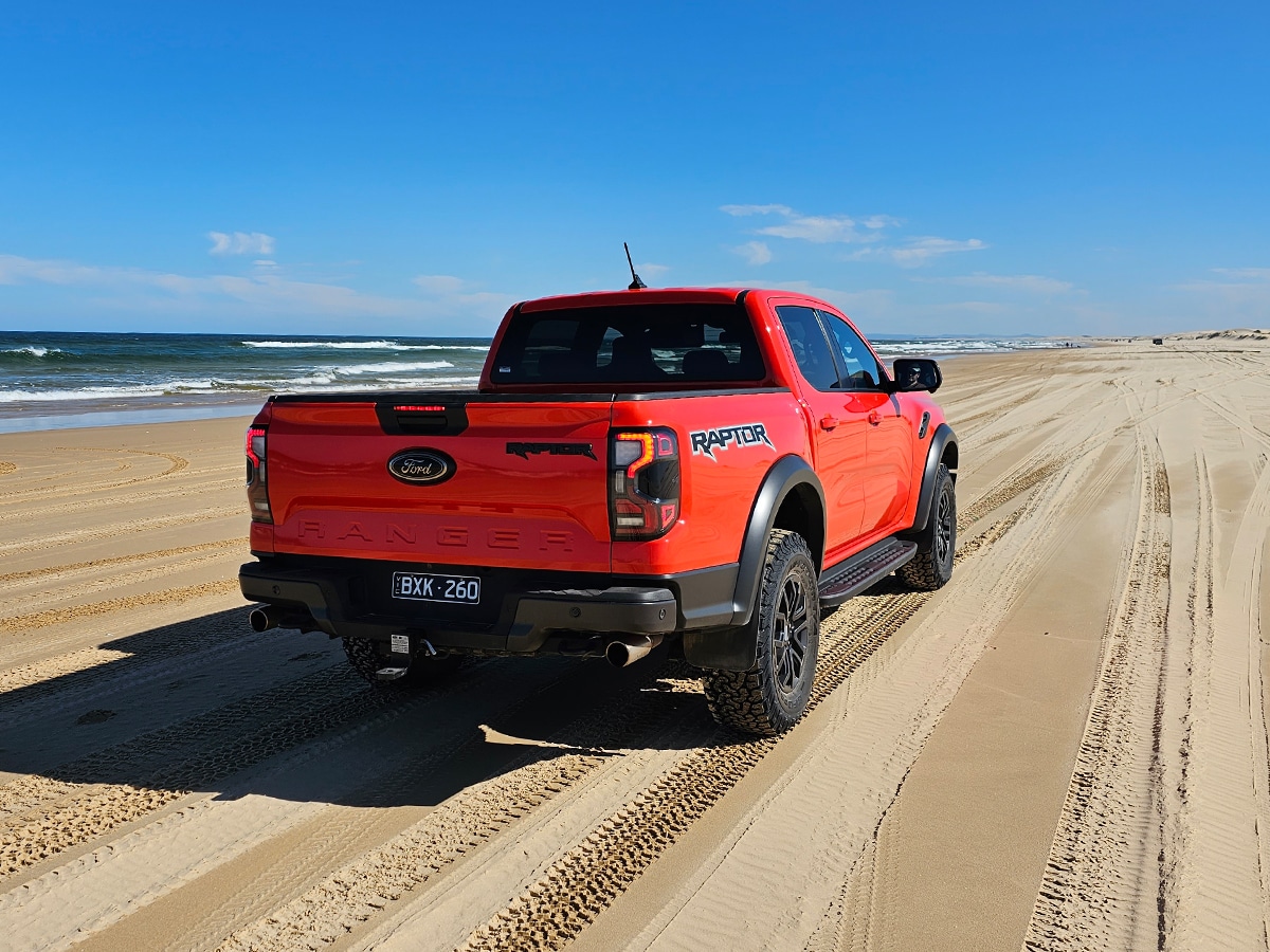 Ford ranger raptor on the beach