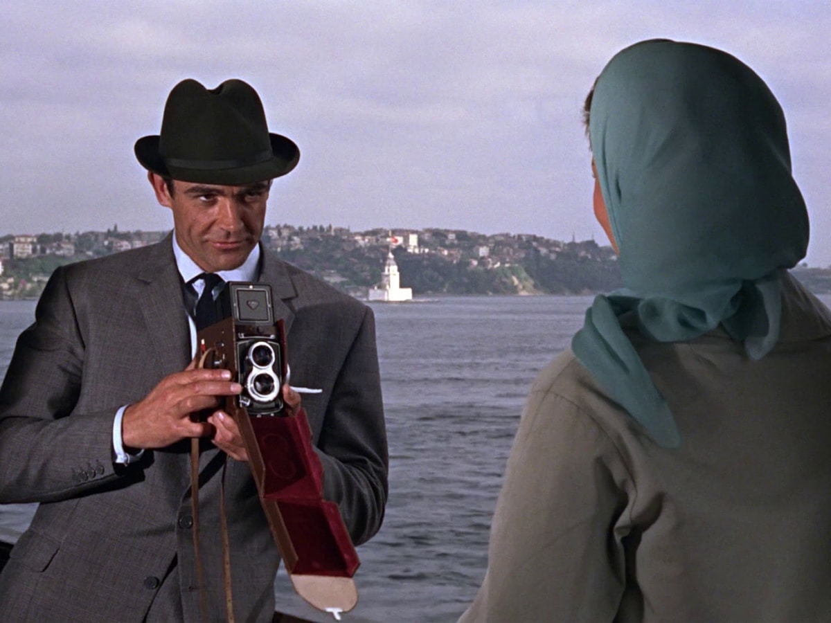 Sean Connery holding Tape Recorder Camera in From Russia with Love