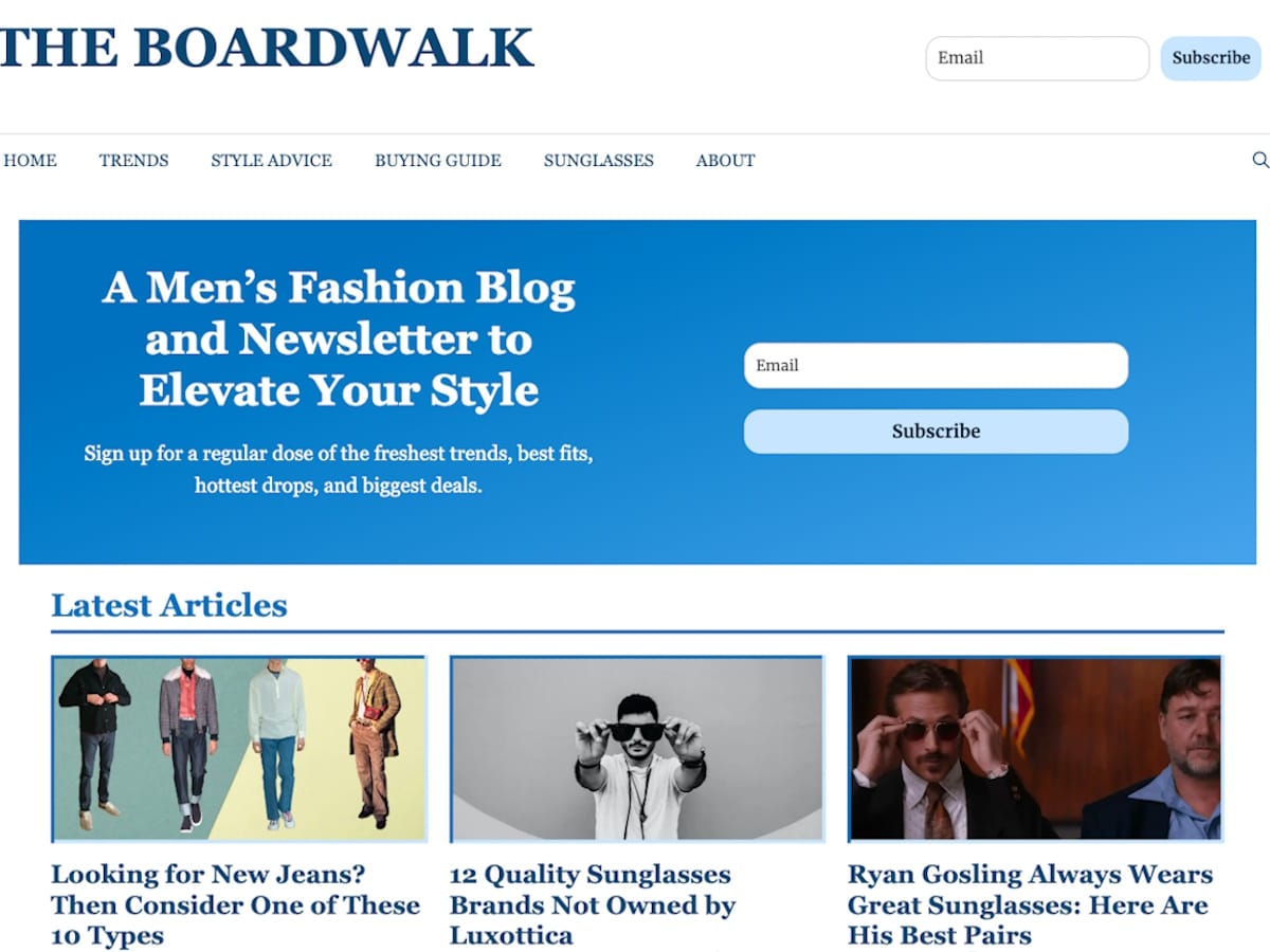 The boardwalk homepage